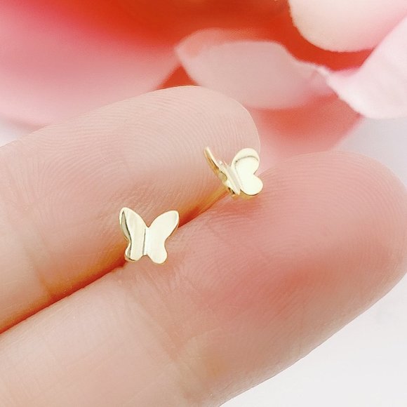 gold butterflies stud earrings-SS009 gold - Picture 4 of 5